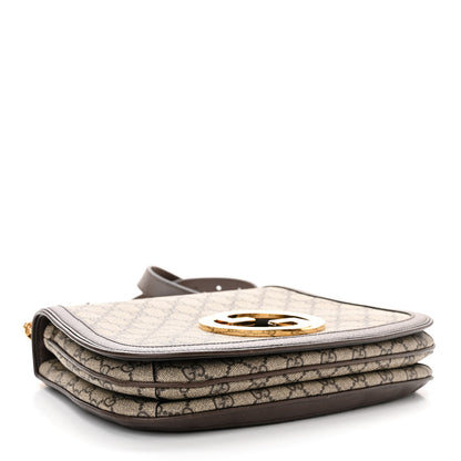 Gucci GG Supreme Monogram Textured Dollar Calfskin Web Medium Blondie Top Handle Shoulder Flap Bag Beige Ebony New Acero 4 of 10