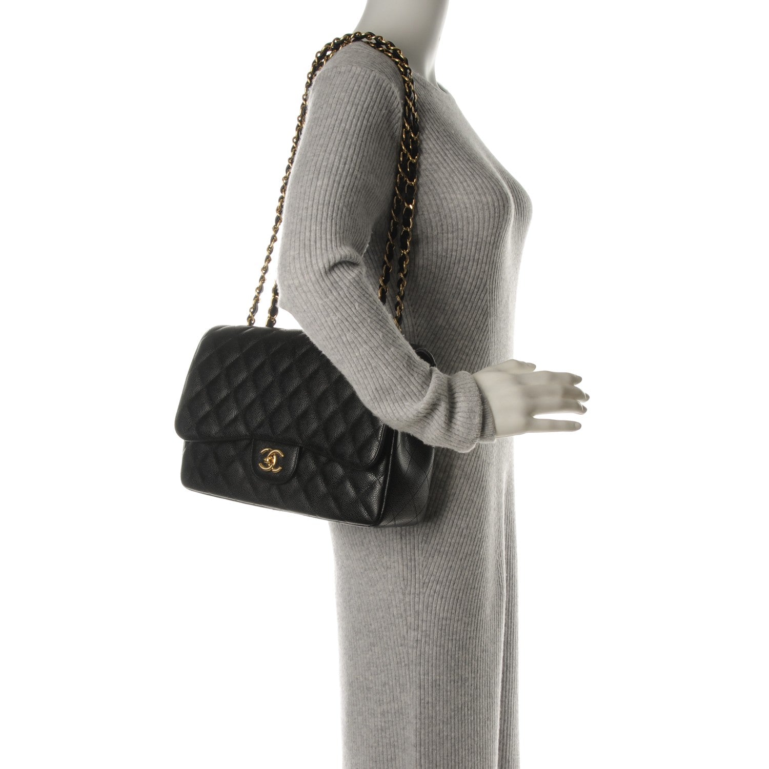 Chanel Caviar Quilted Jumbo Single Flap Black 2 of 7