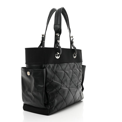 Chanel Coated Canvas Quilted Large Paris Biarritz Tote Black 3 of 10