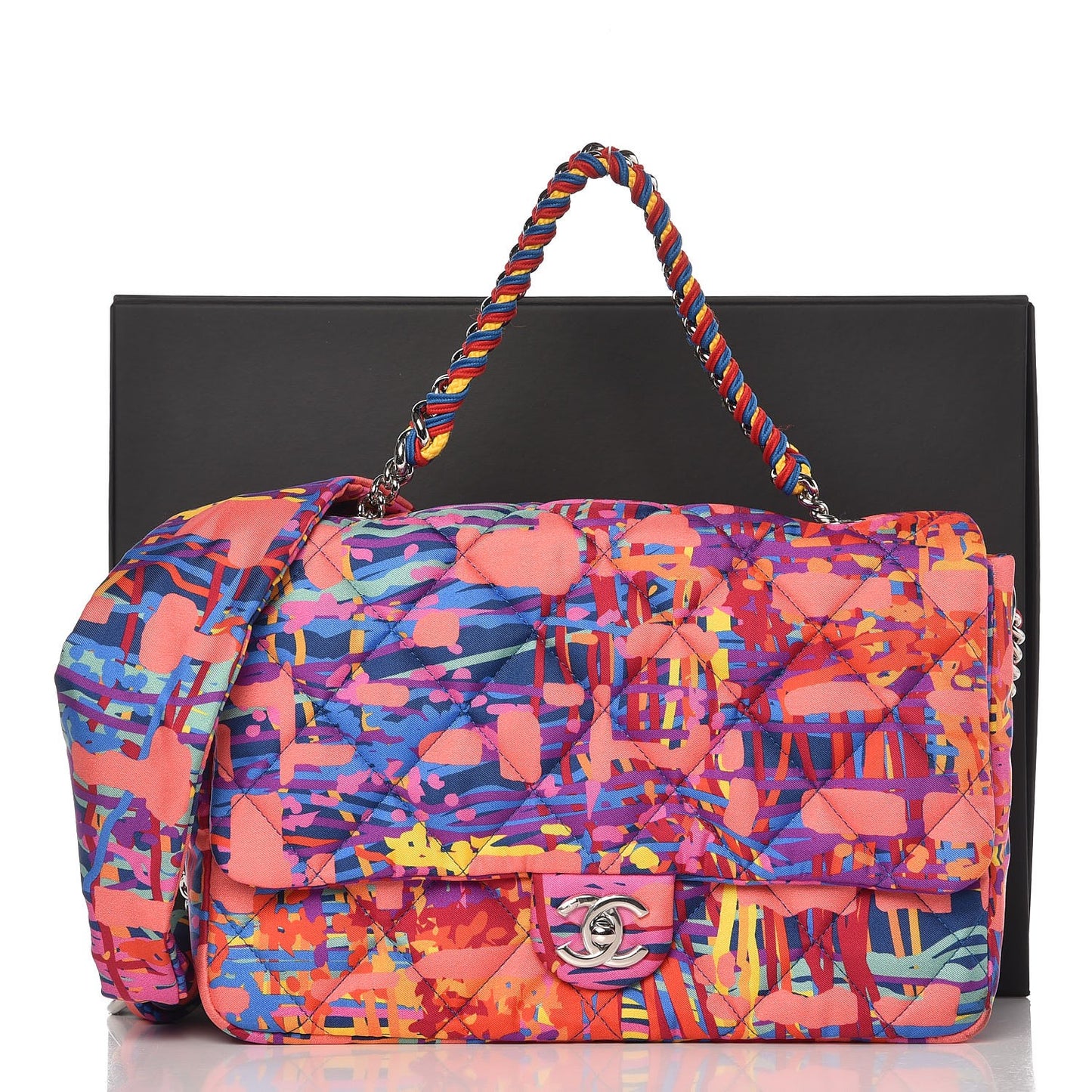 Foulard Fabric Quilted Printed Medium Flap Pink