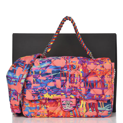 Chanel Foulard Fabric Quilted Printed Medium Flap Pink 9 of 9