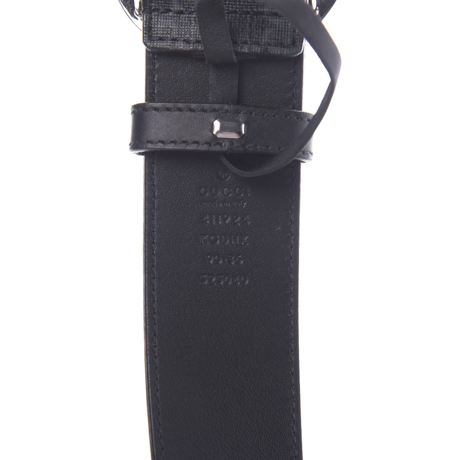 Gucci GG Supreme Monogram Selleria Calfskin Interlocking G 40mm Belt 90 36 Black Grey 3 of 6