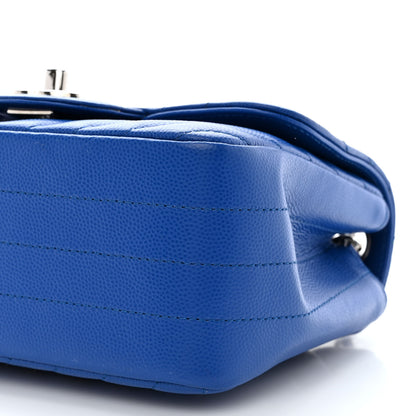 Chanel Caviar Chevron Quilted Mini Square Flap Blue 10 of 10