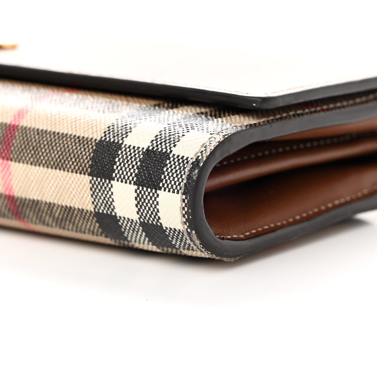 Burberry Vintage Check Grain Calfskin Halton Wallet Tan 10 of 15