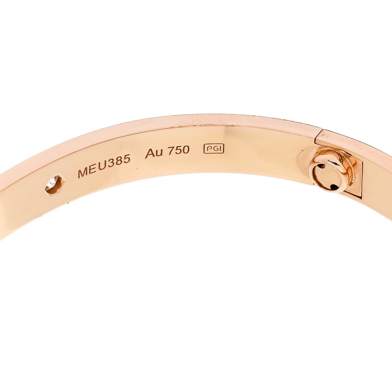 Cartier 18K Pink Gold 4 Diamond LOVE Bracelet 18 7 of 9