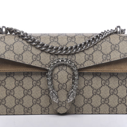Gucci GG Supreme Monogram Suede Crystal Small Dionysus Shoulder Bag Beige Ebony Taupe 10 of 10