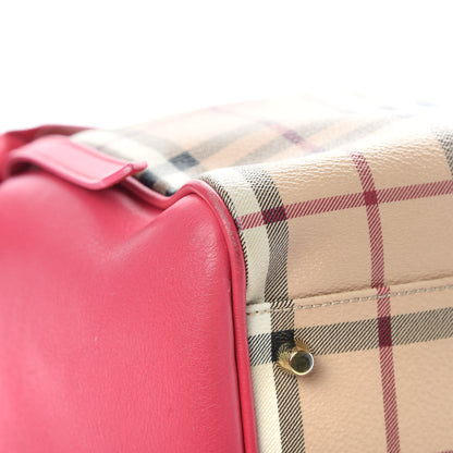 Burberry Haymarket Check Bow Small Canterbury Tote Bright Crimson Pink 12 of 14