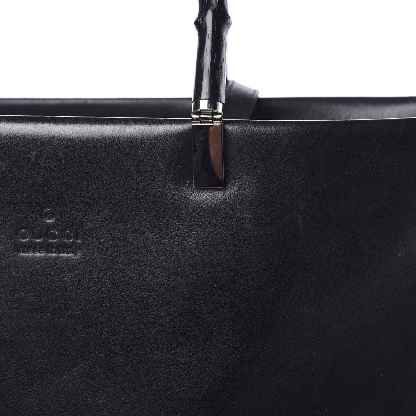 Calfskin Bamboo Top Handle Bag Black