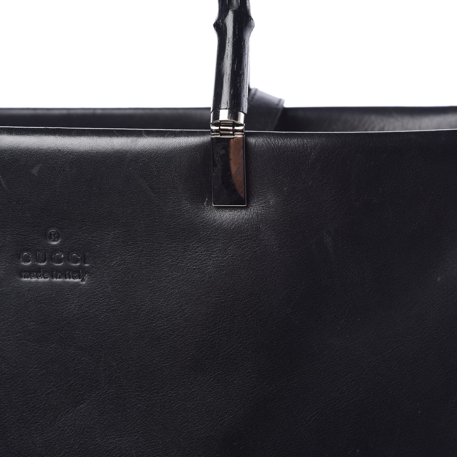 Gucci Calfskin Bamboo Top Handle Bag Black 22 of 29