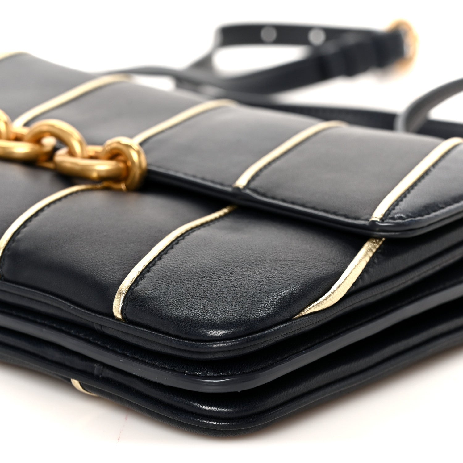 Saint Laurent Lambskin Quilted Le Maillon Satchel Marine 11 of 11
