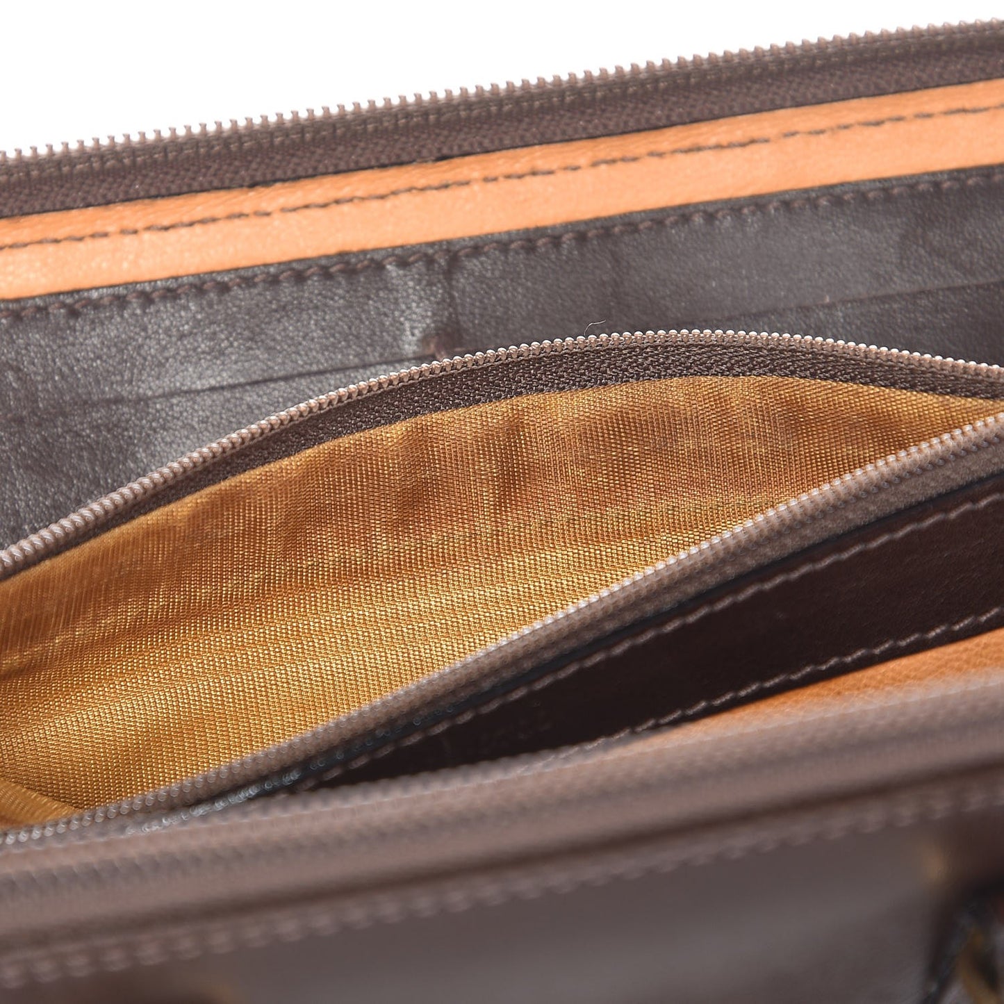 Calfskin Bamboo Handle Crossbody Wallet Brown