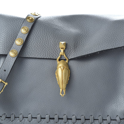 Valentino Garavani Grained Calfskin C Rockee Scarab Fringe Shoulder Bag Grey 8 of 8