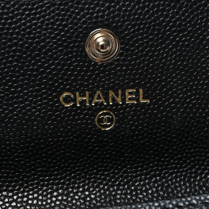 Chanel Caviar Quilted CC Racing Flag Flap Card Holder Black 6 of 9