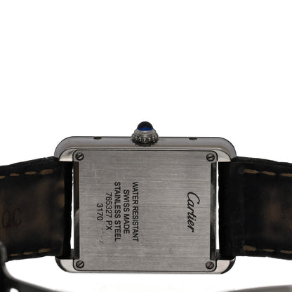 Cartier Stainless Steel Alligator 24mm Tank Solo Piano Quartz Watch 4 of 5