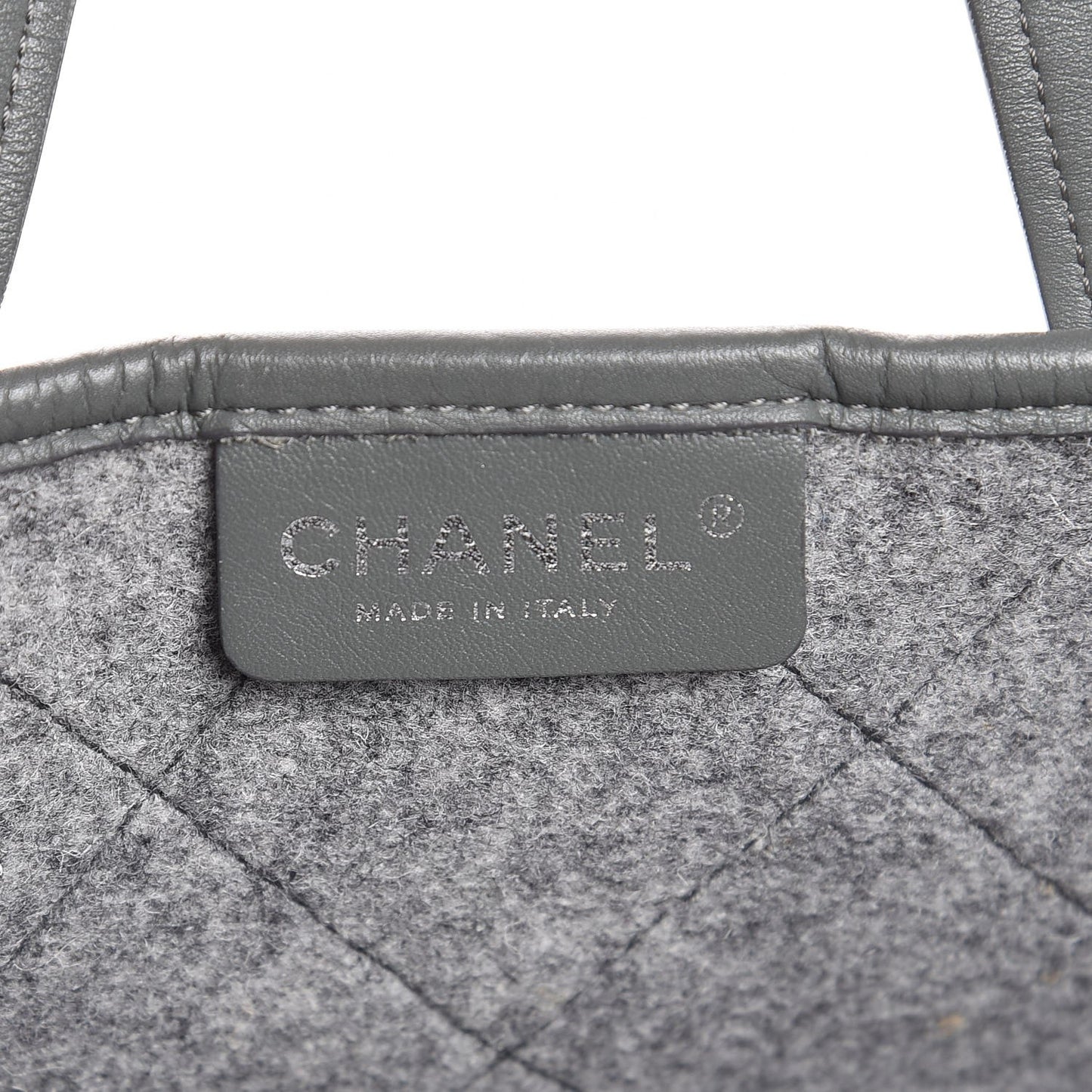 Wool Quilted Large Shopping Tote Grey