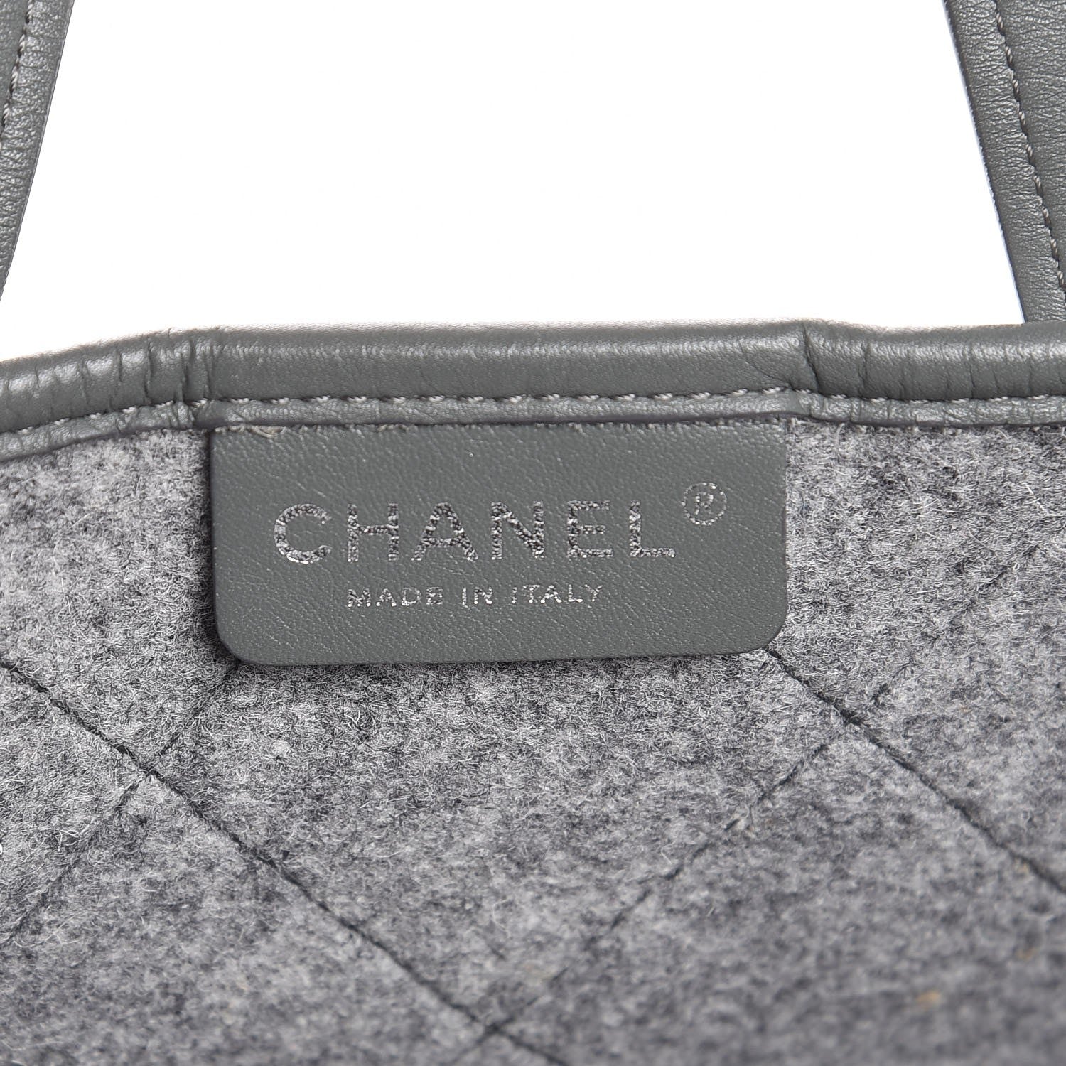 Chanel Wool Quilted Large Shopping Tote Grey 7 of 8