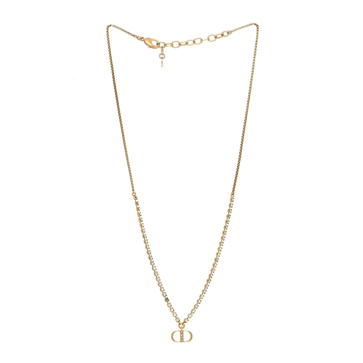 Metal Crystal Petite CD Necklace Gold