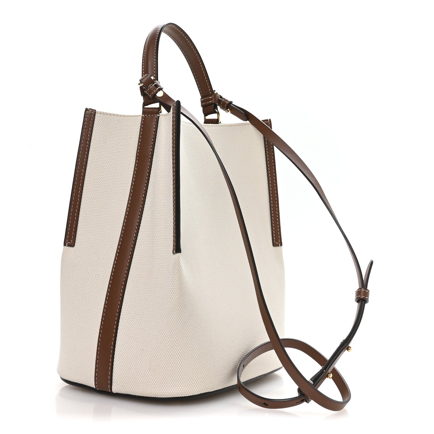 Canvas Cotton Small Peggy Bucket Bag Natural Gold