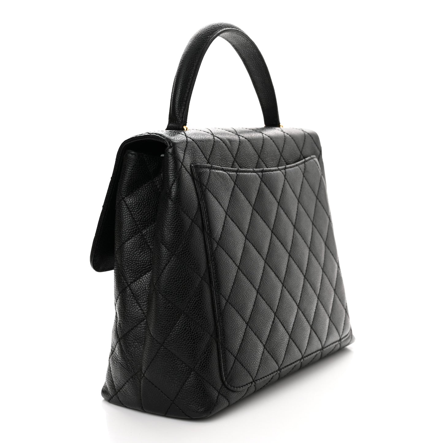Caviar Quilted Jumbo Kelly Flap Black