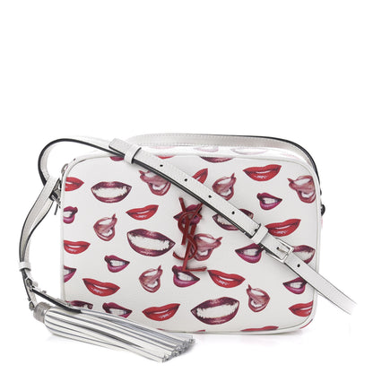 Saint Laurent Grain De Poudre Lips Print Medium Classic Monogram Camera Bag White Red 1 of 10