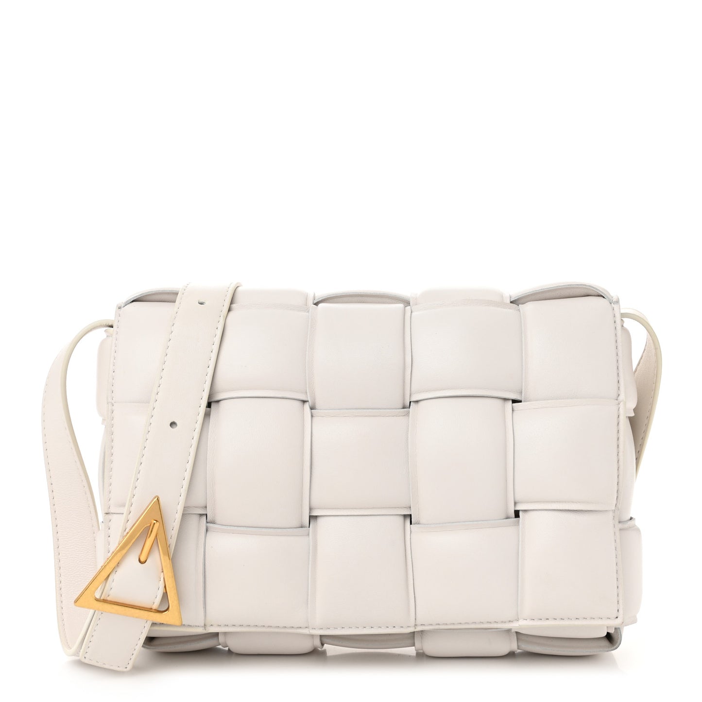 Nappa Maxi Intreccio Padded Cassette Crossbody Bag Chalk
