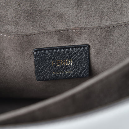 Fendi Calfskin Grommet Scalloped Kan I Shoulder Bag White Black Multicolor 6 of 10