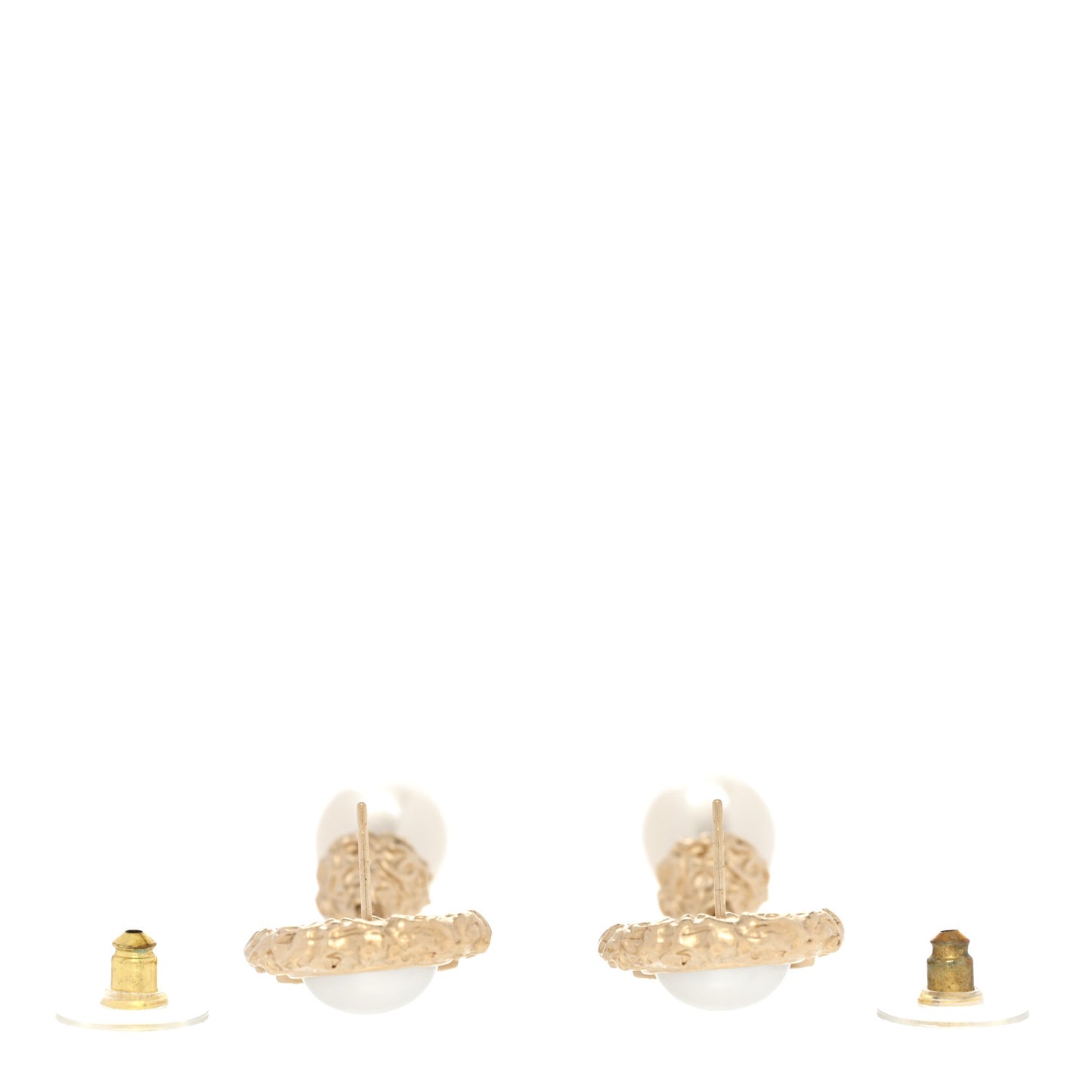 Metal Crystal Pearl CC Drop Earrings Gold