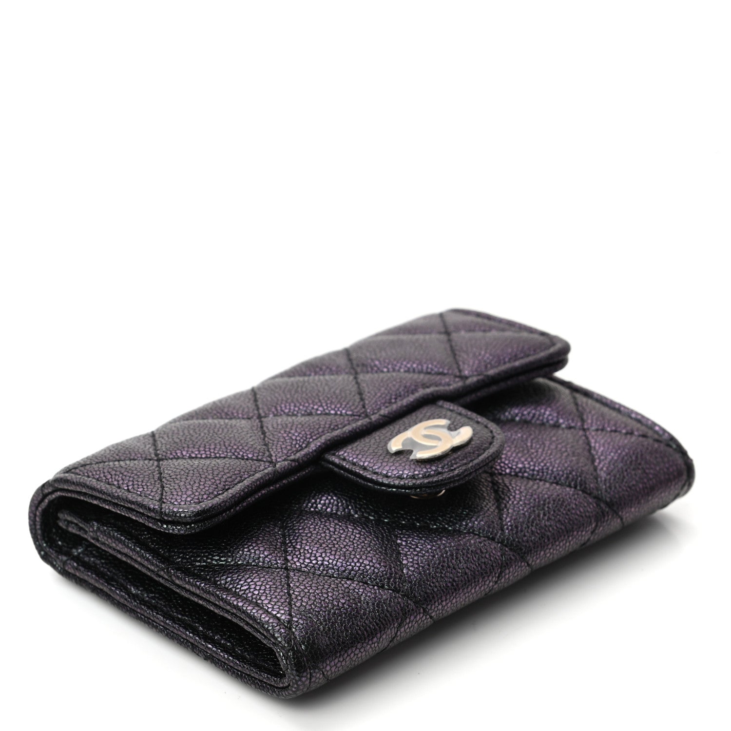 Chanel Iridescent Caviar Quilted Flap Card Holder Wallet Black 4 of 7