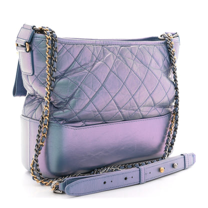 Chanel Iridescent Aged Calfskin Quilted Medium Gabrielle Hobo Blue 3 of 13