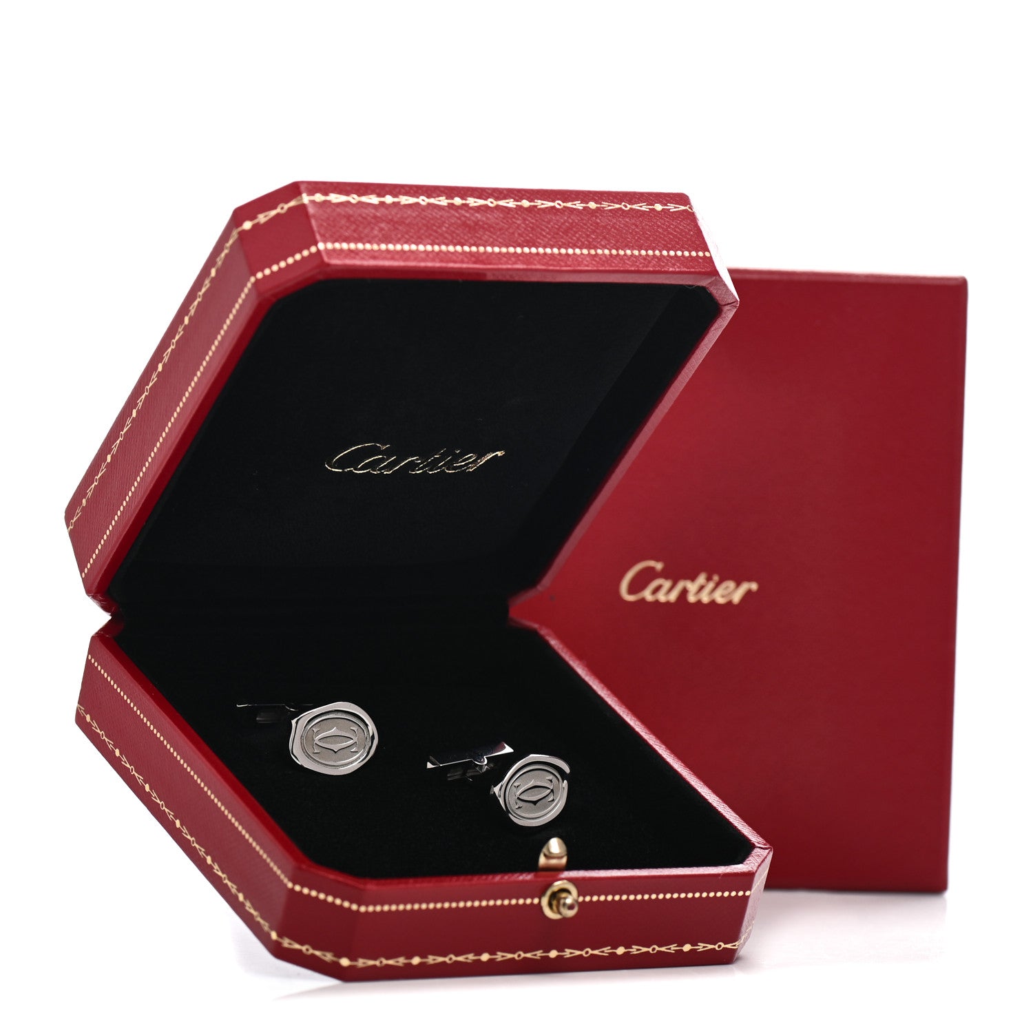 Cartier Sterling Silver Palladium Finish Wax Seal Motif Cufflinks 5 of 5