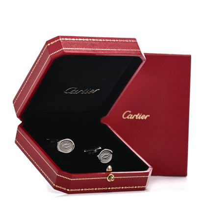 Cartier Sterling Silver Palladium Finish Wax Seal Motif Cufflinks 5 of 5