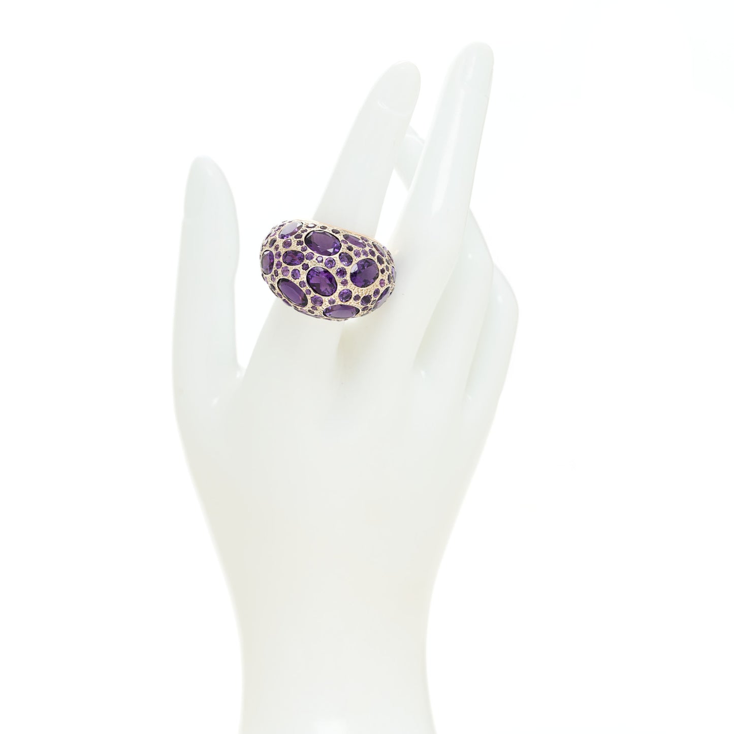 18K Rose Gold Sterling Silver Amethyst Tabou Ring 54 7