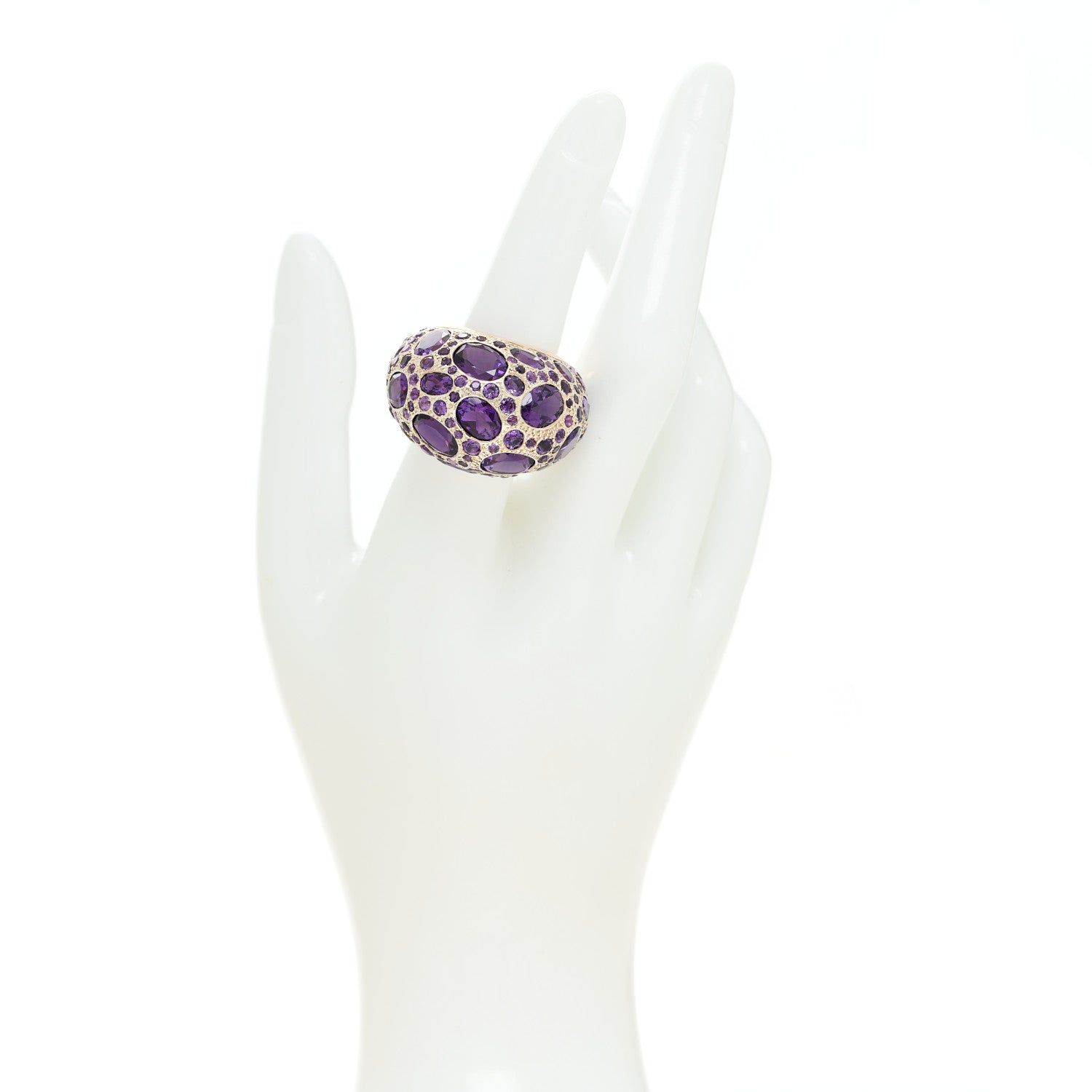 Pomellato 18K Rose Gold Sterling Silver Amethyst Tabou Ring 54 7 2 of 11