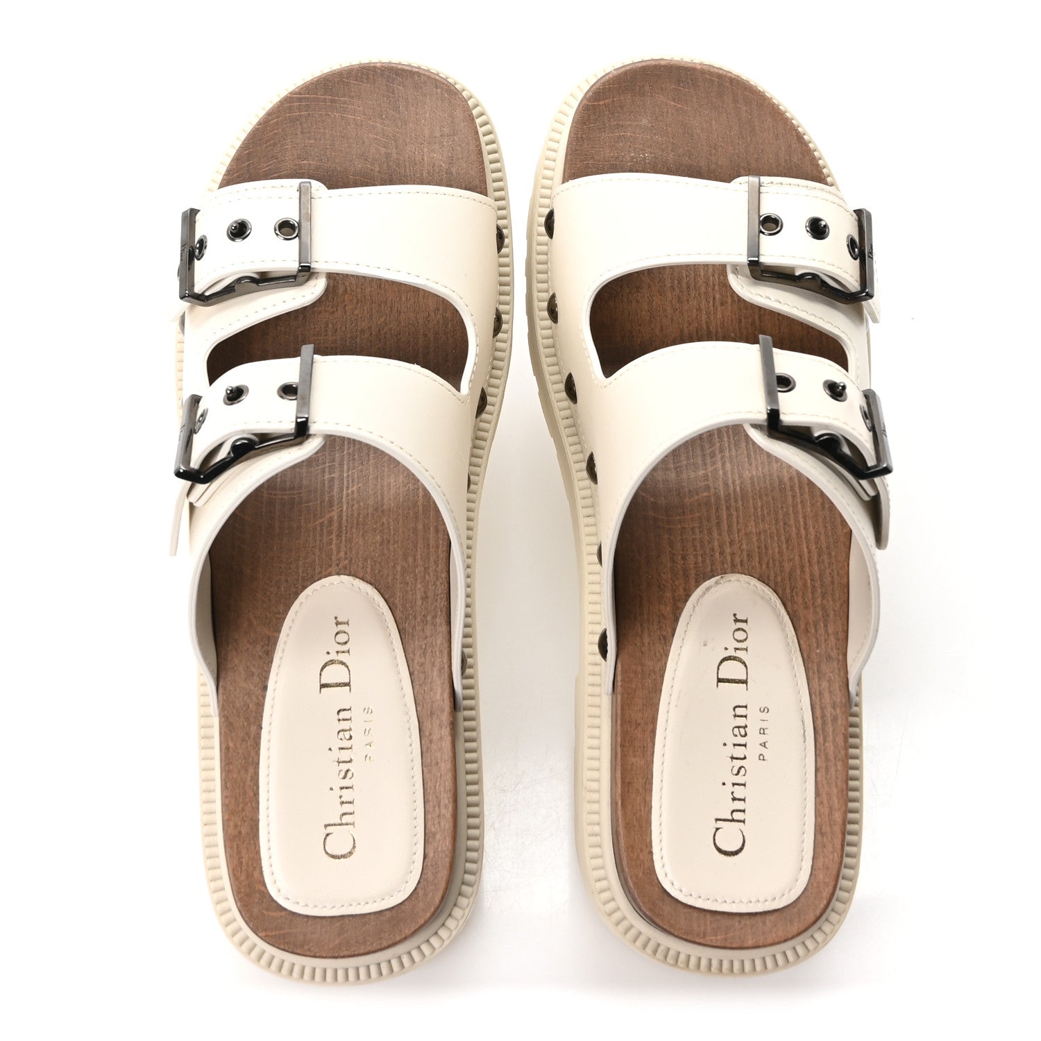 Christian Dior Calfskin Diorquake Buckled Lug Sole 15mm Sandals 38 White 2 of 9