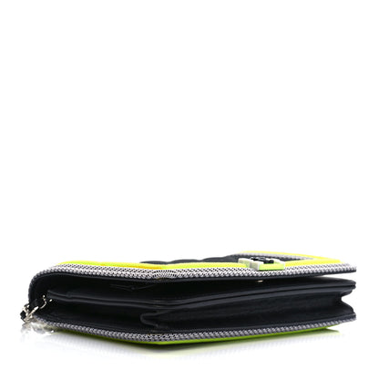 Chanel Canvas Quilted Fluo Boy Wallet On Chain WOC Black Grey Yellow 4 of 14
