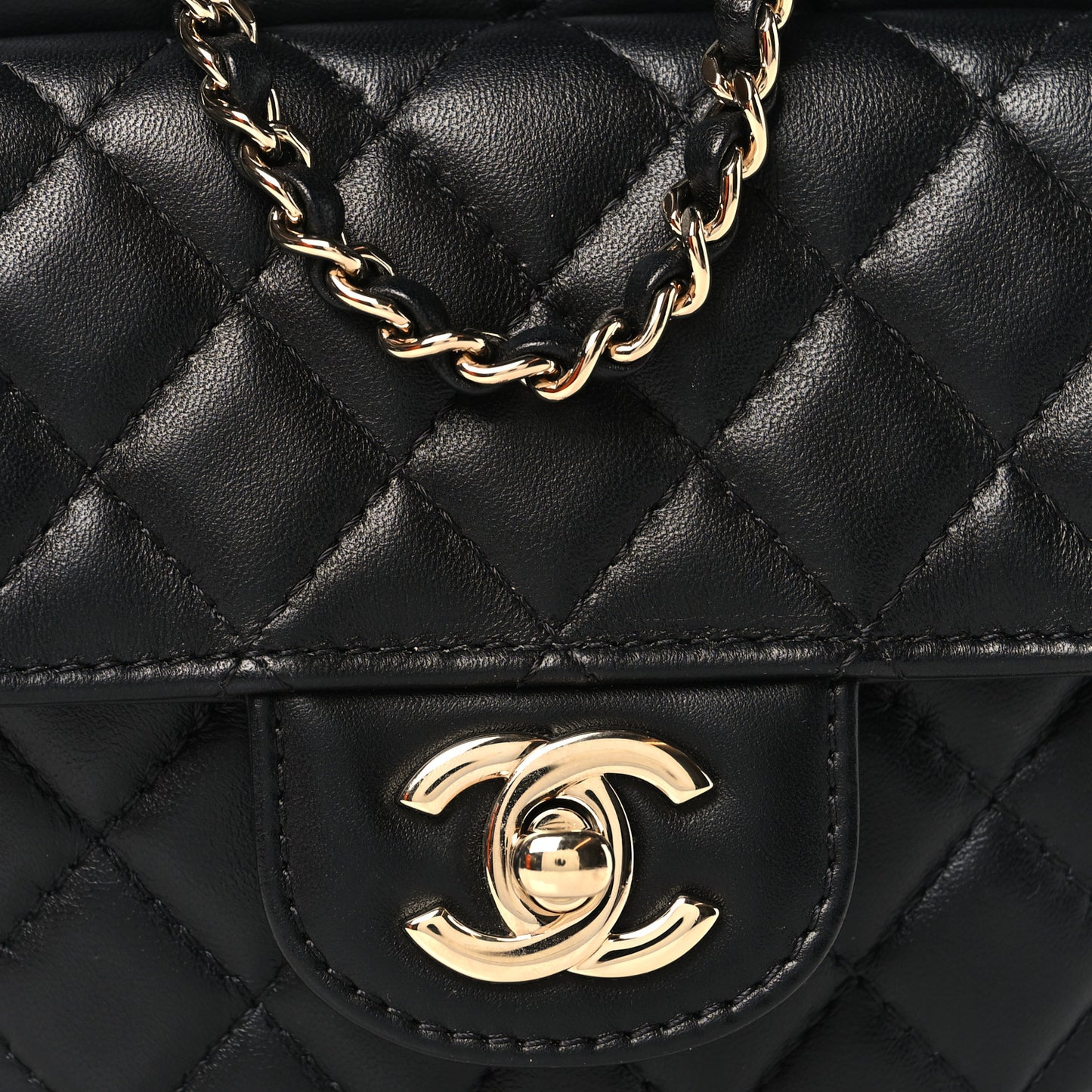 Lambskin Quilted CC In Love Heart Bag Black