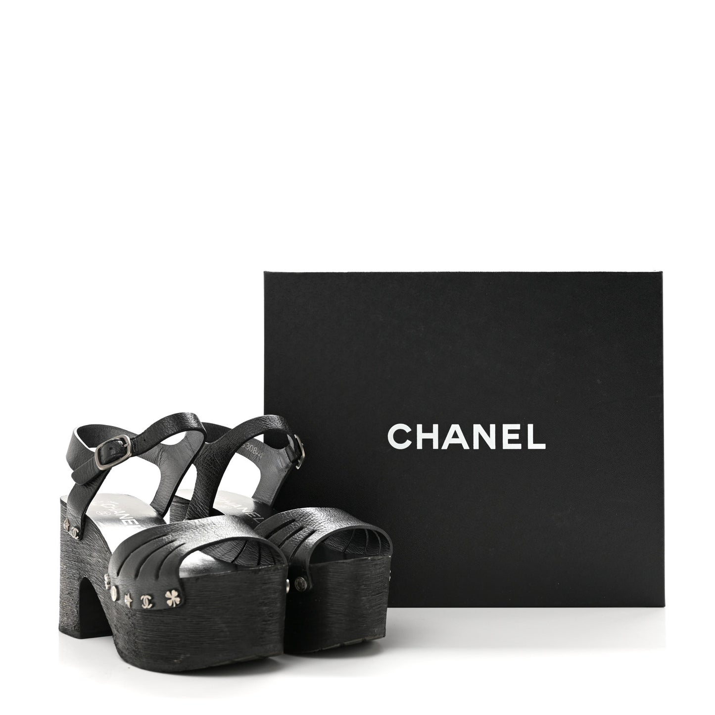 Goatskin Studded Platform Sandals 35 Black