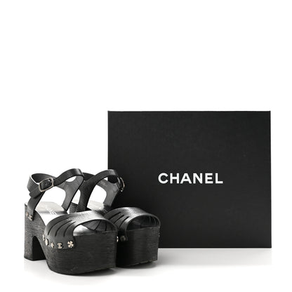 Chanel Goatskin Studded Platform Sandals 35 Black 10 of 10