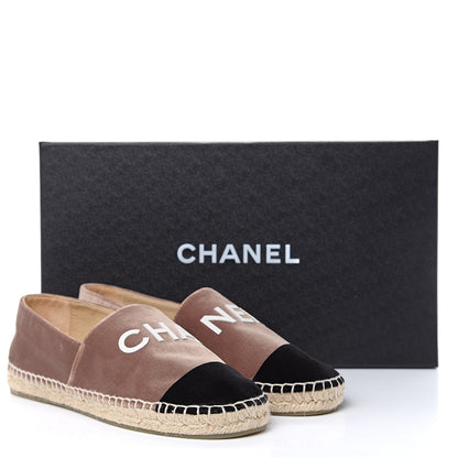 Chanel Velvet Logo Espadrilles 37 Beige Black 9 of 9