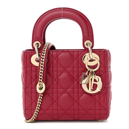 Christian Dior Lambskin Cannage Mini Lady Dior Red 1 of 11