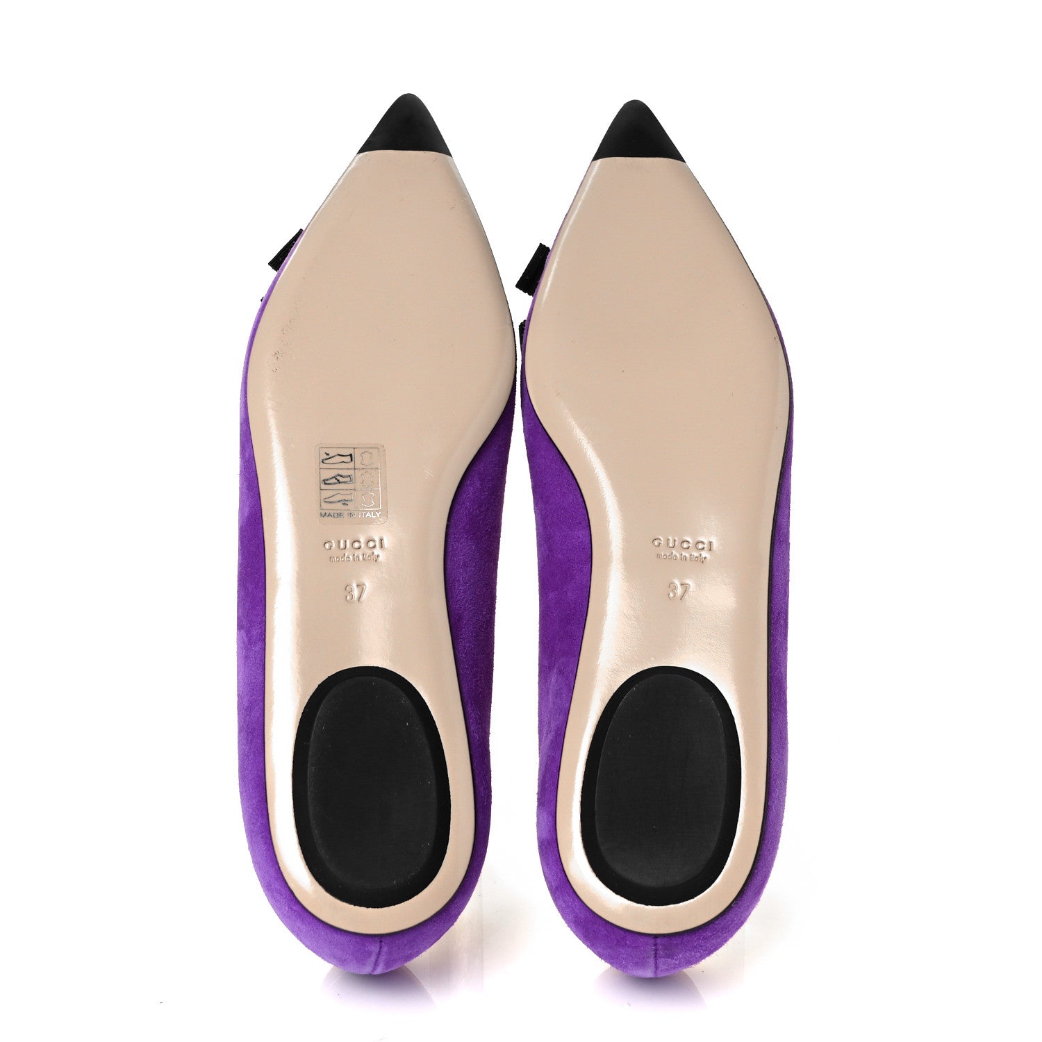 Gucci Kid Scamosciato Nappa Moody Bee Flats 37 Shine Purple Oro Vecchio Black 5 of 8