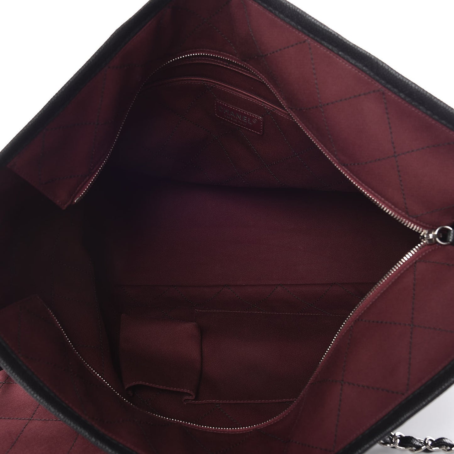 Grained Calfskin Quilted Large Daily Tote Black