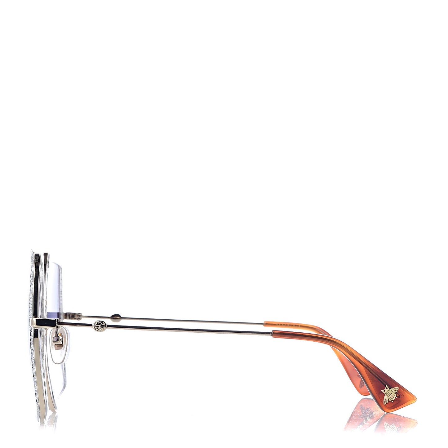 Glitter Acetate Oversize Square Frame Sunglasses GG0106S Gold