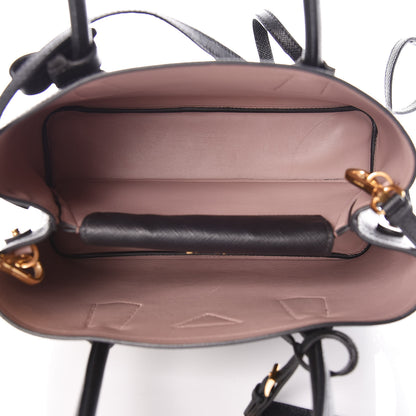 Prada Saffiano Cuir Small Double Bag Black Mughetto 6 of 9