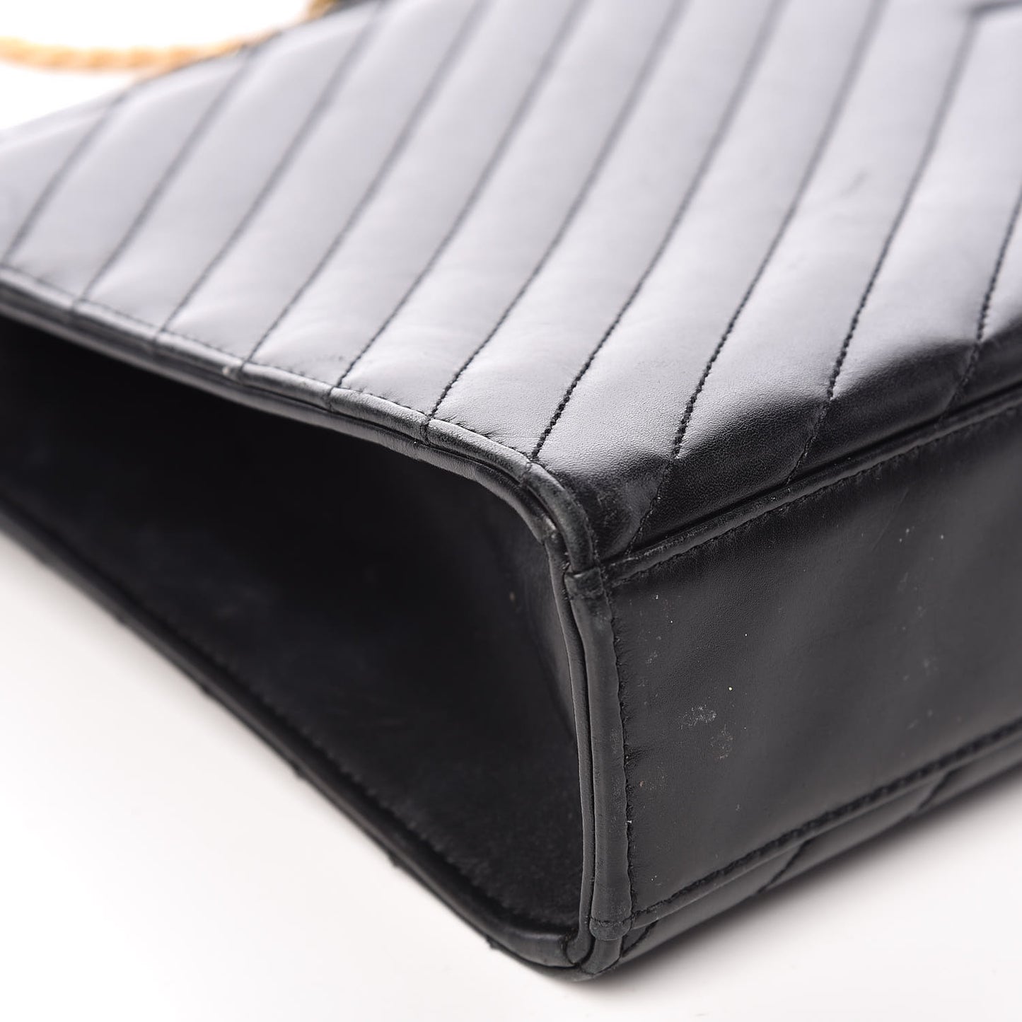 Smooth Calfskin Matelasse Chevron Large Monogram Satchel Black