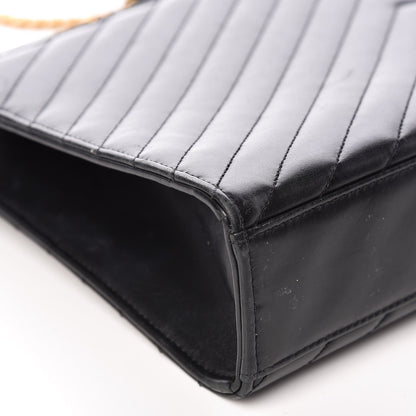 Saint Laurent Smooth Calfskin Matelasse Chevron Large Monogram Satchel Black 11 of 13