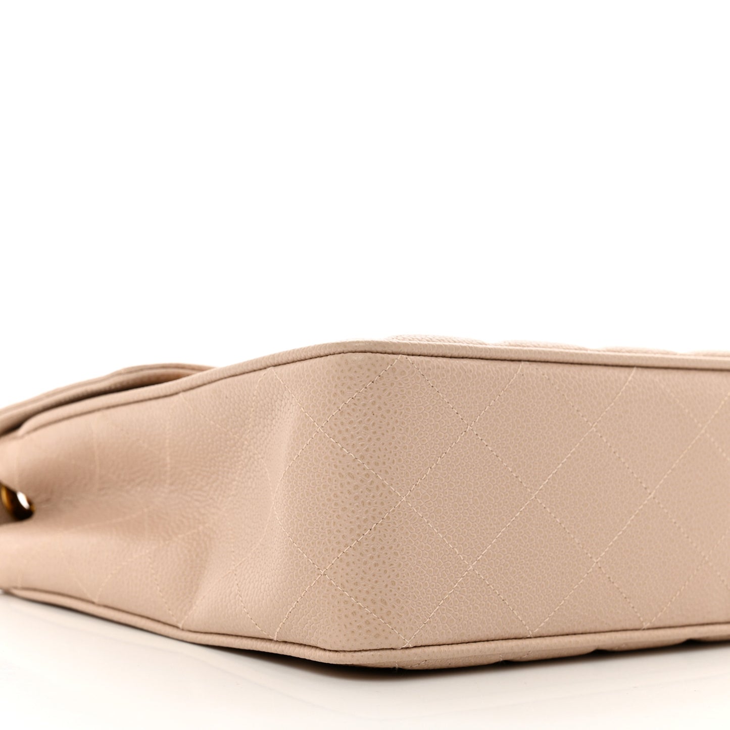 Caviar Quilted Jumbo Single Flap Beige
