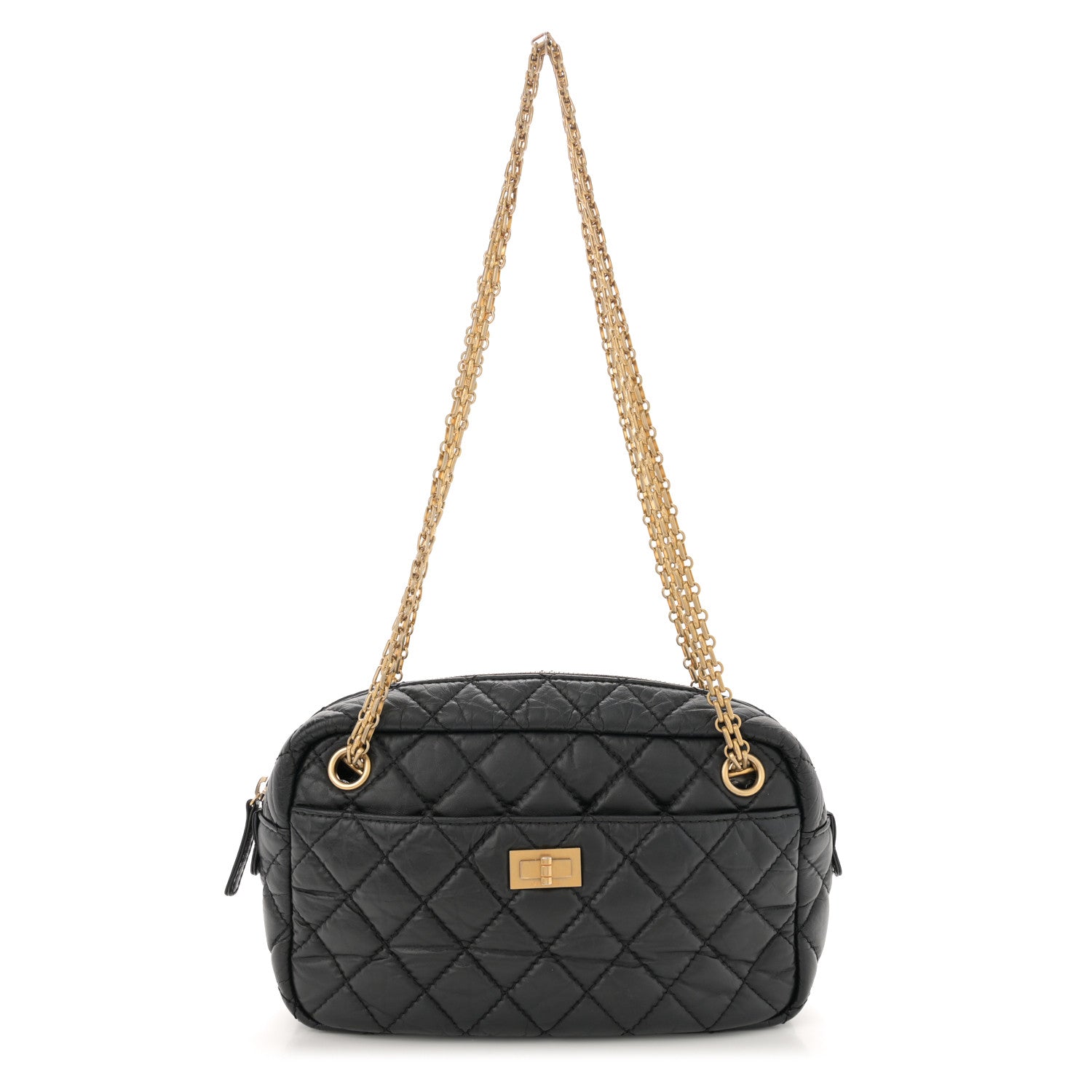 Chanel Aged Calfskin Quilted Small Reissue Camera Case Black 1 of 10
