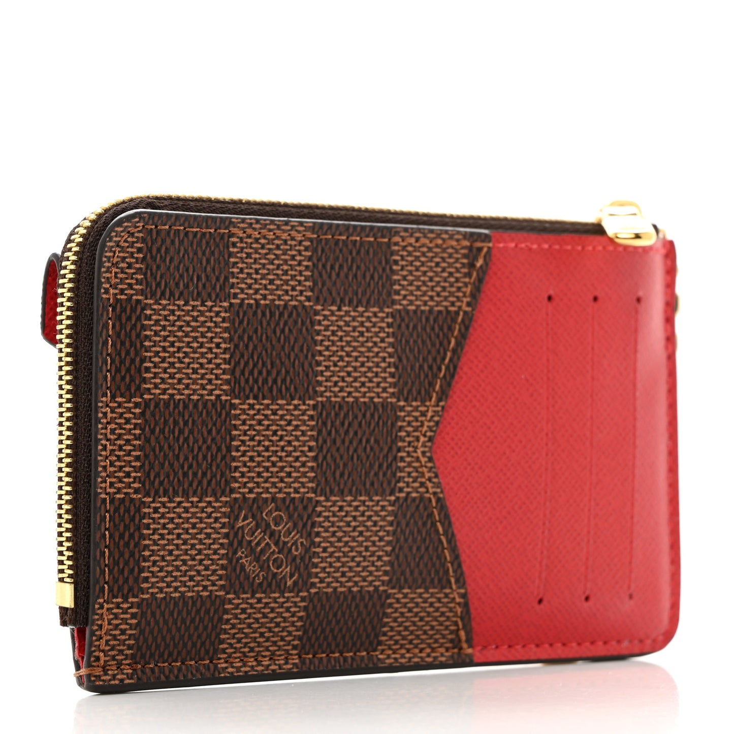 Damier Ebene Recto Verso Card Holder Red