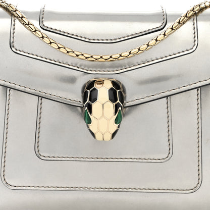 Bulgari Metallic Calfskin Small Serpenti Forever Snake Strap Crossbody Bag Silver 10 of 13